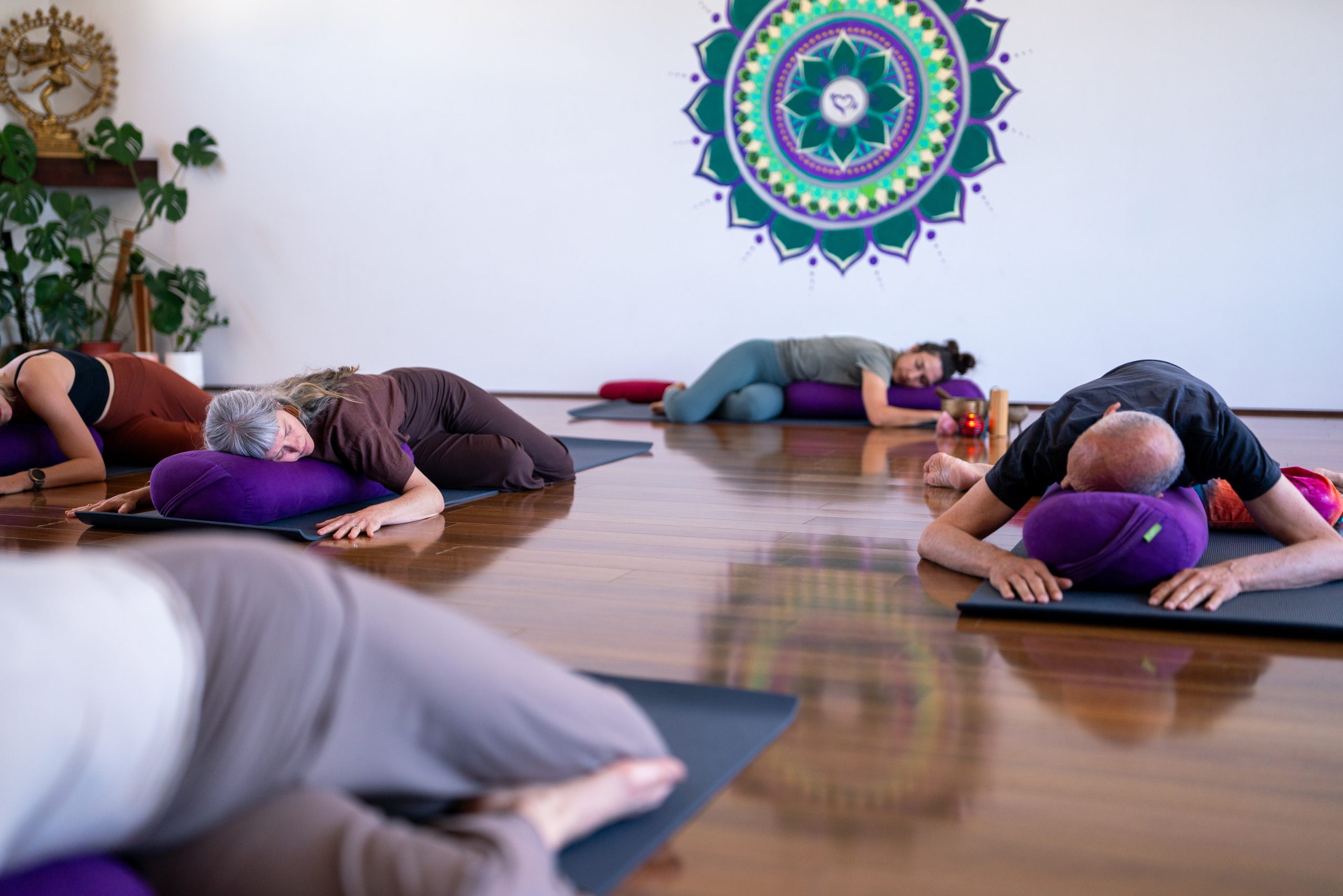 Students in a Yin yoga class at Spanda